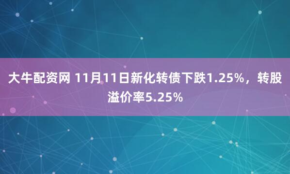 大牛配资网 11月11日新化转债下跌1.25%，转股溢价率5.25%