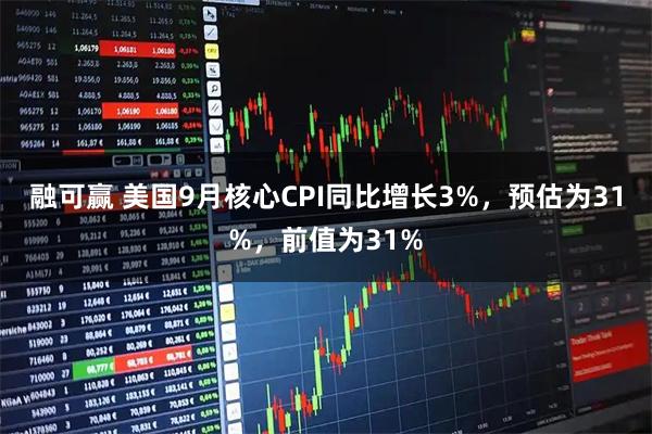 融可赢 美国9月核心CPI同比增长3%，预估为31%，前值为31%